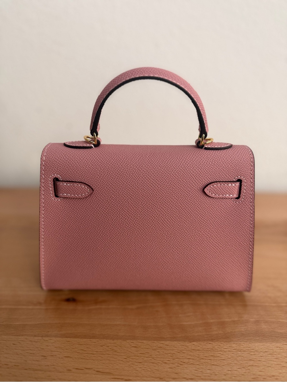 Mini Kelly II 20 GHW pink rose Epsom sellier contrast stitching - Picture 5 of 9